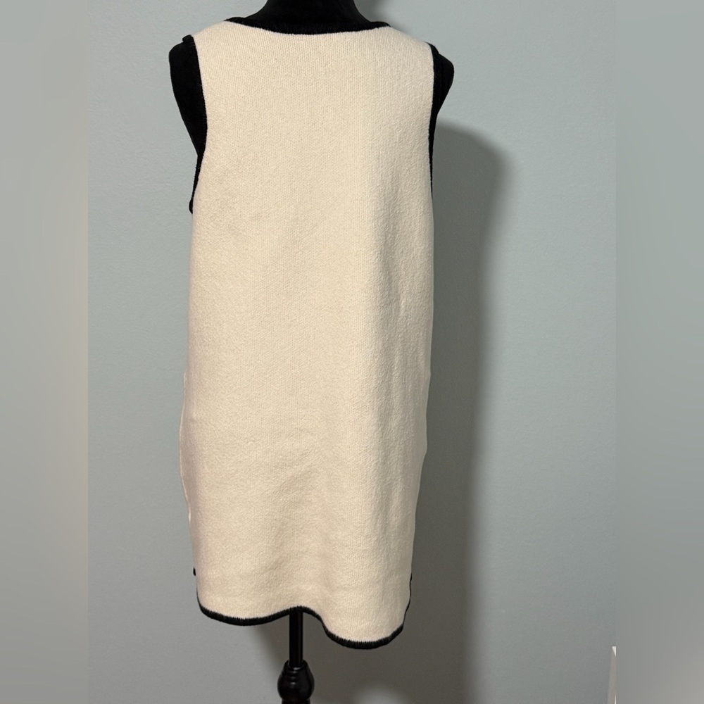OAK + FORT Contrast Trim Sleeveless Knit Mini Dress - L - Picture 6 of 8
